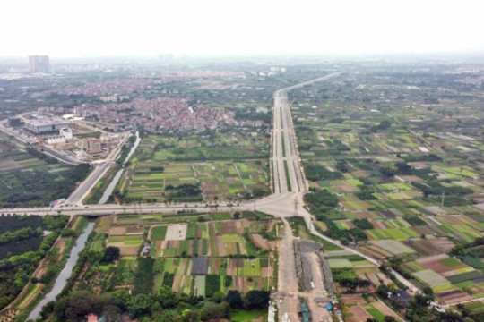 Toàn cảnh đường Tây Thăng Long đang mở theo quy hoạch ở Hà Nội